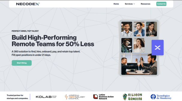 Necodex Landing Page